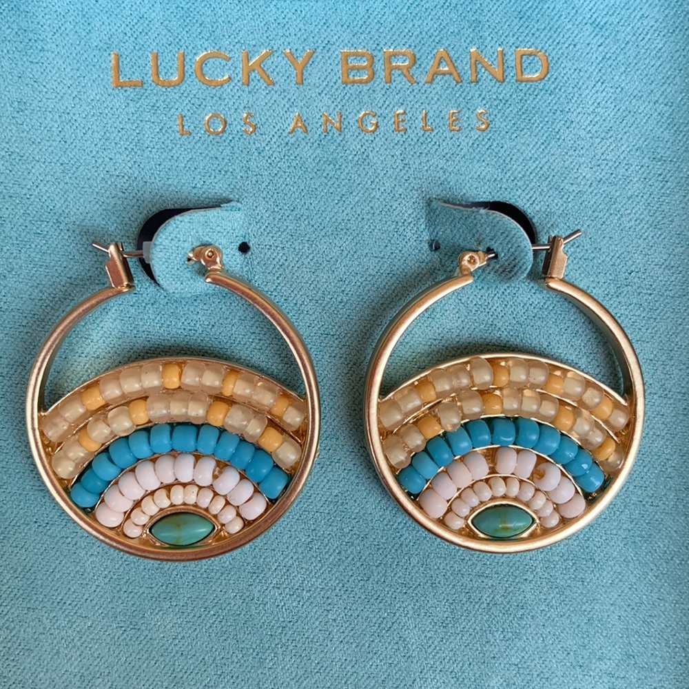Lucky Brand Beaded Hoops